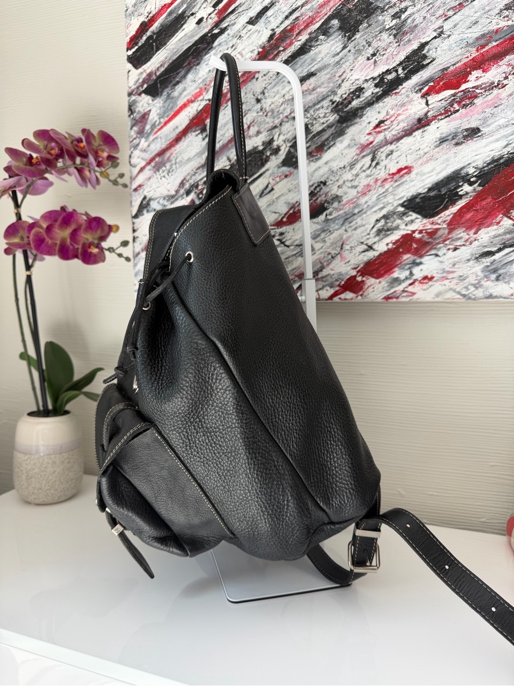 Vintage Roots Canada Black Pebbled Leather Alex Backpack Made in Canada - Picture 4 of 15
